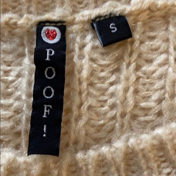 POOF! Beige Cable Knit Sweater size small - Picture 6 of 7
